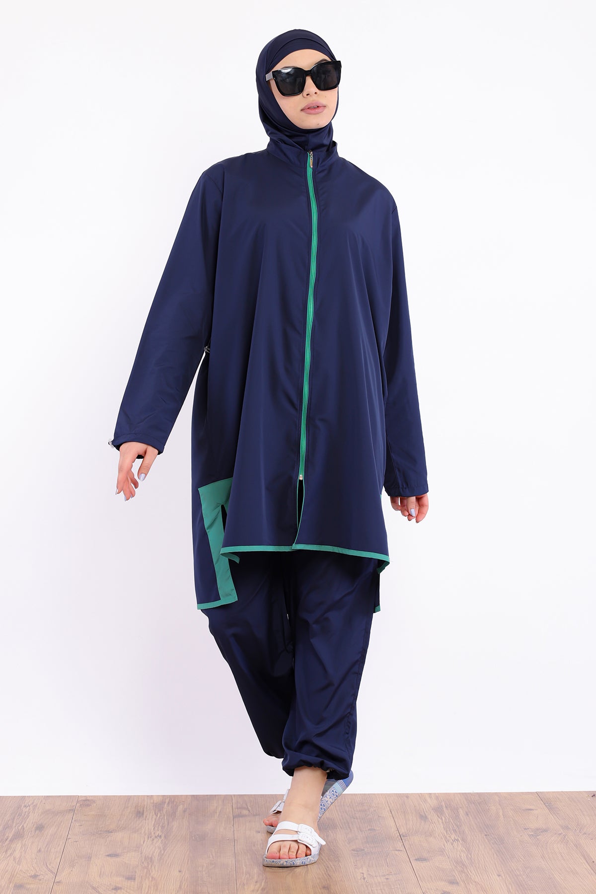 Full Cover Swimsuit Burkini With Zip