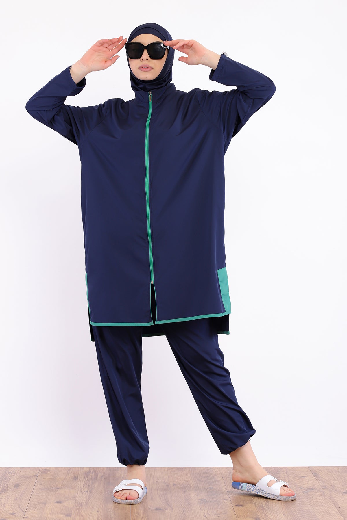 Full Cover Swimsuit Burkini With Zip