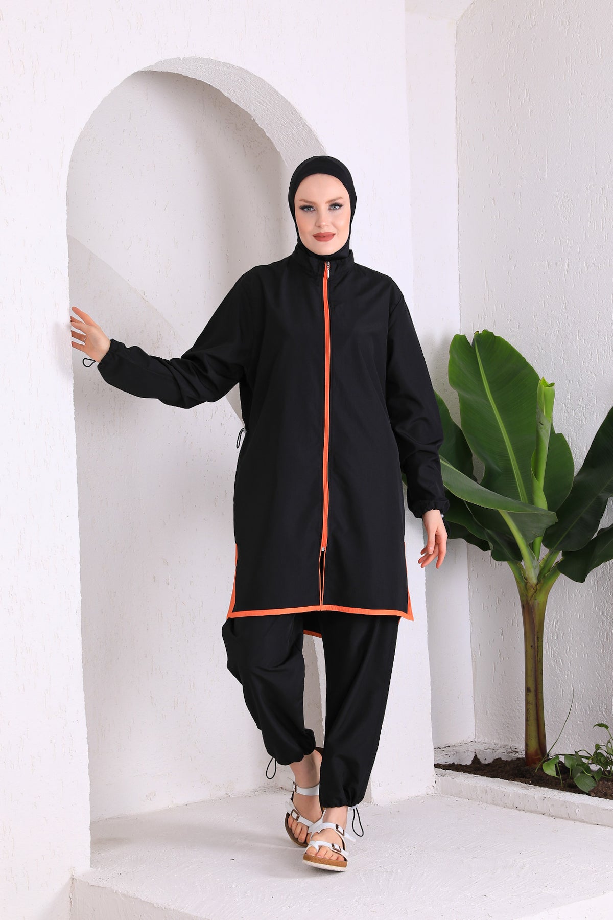 Full Cover Swimsuit Burkini With Zip