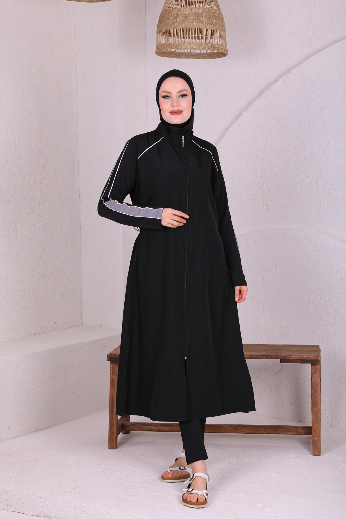 Full Cover Swimsuit Burkini With Zip