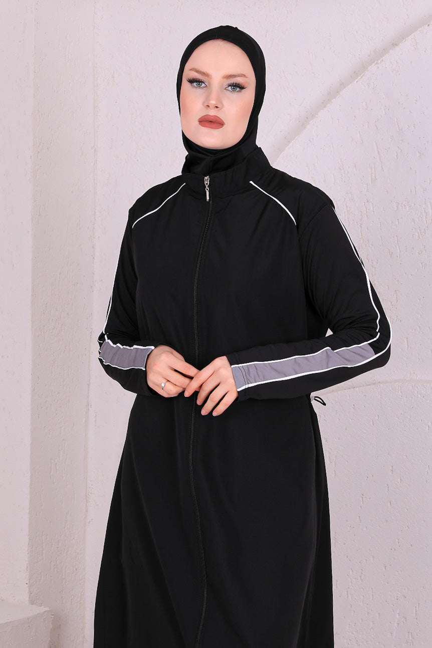 Full Cover Swimsuit Burkini With Zip
