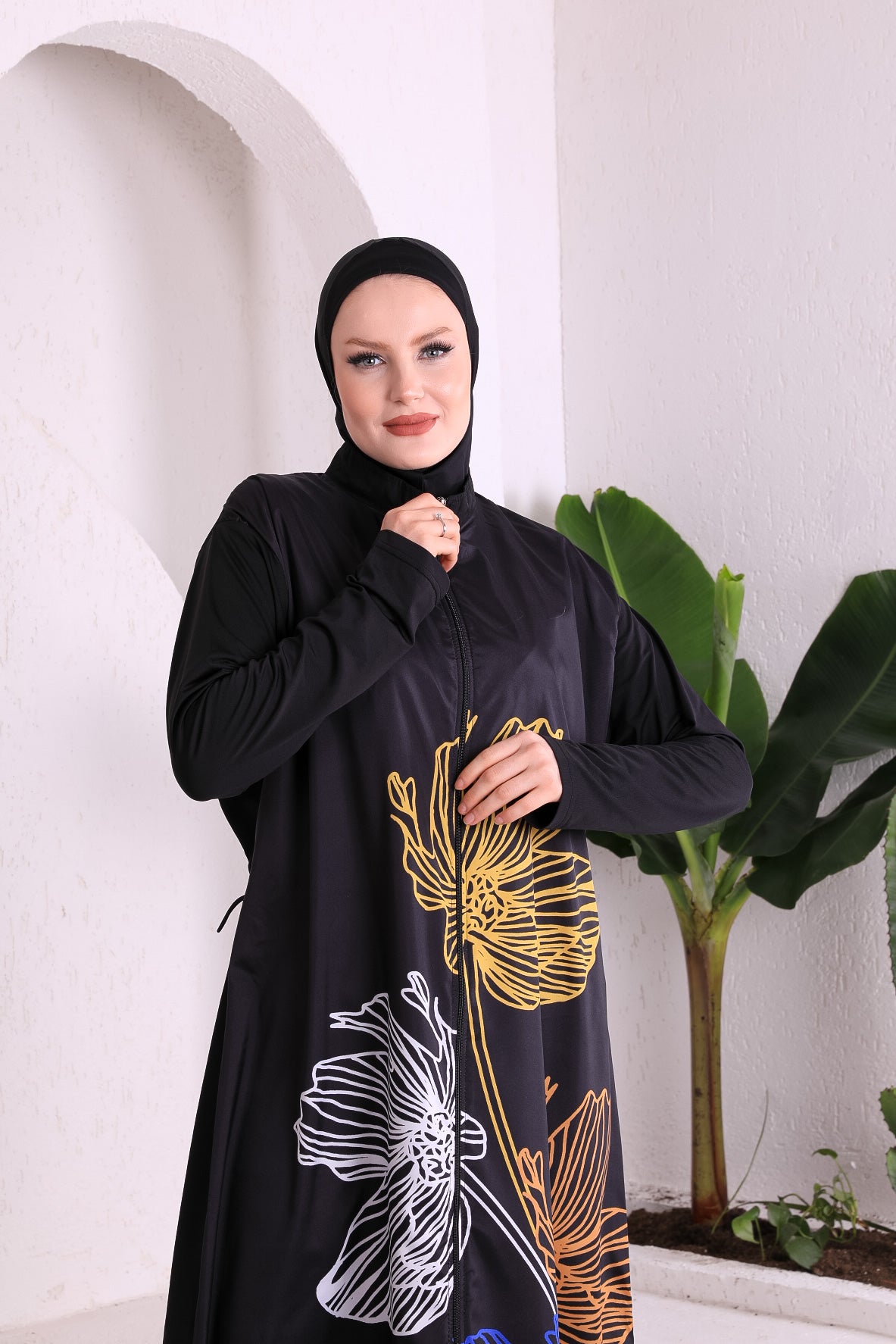 Full Cover Swimsuit Burkini With Zip