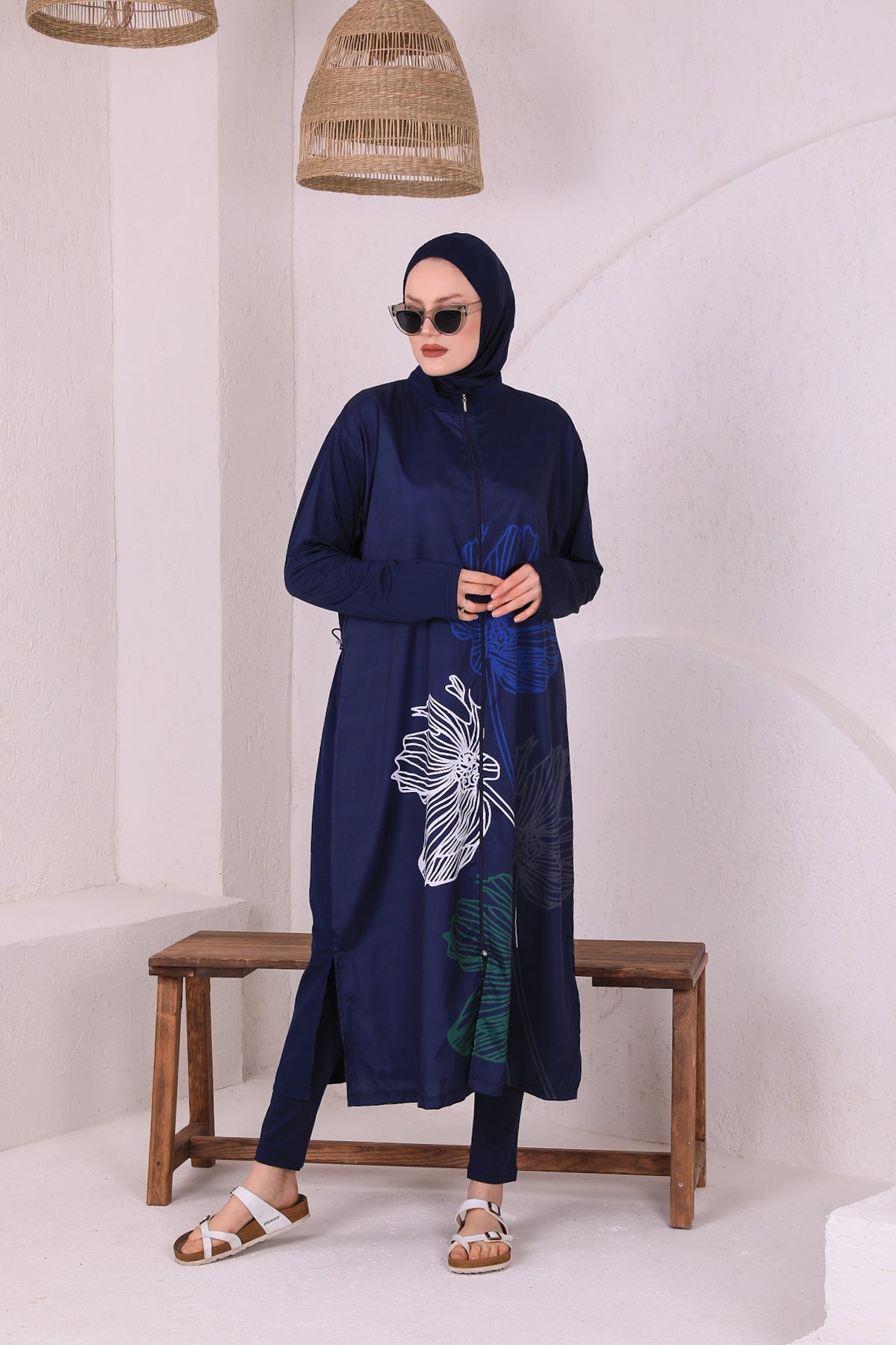 Full Cover Swimsuit Burkini With Zip