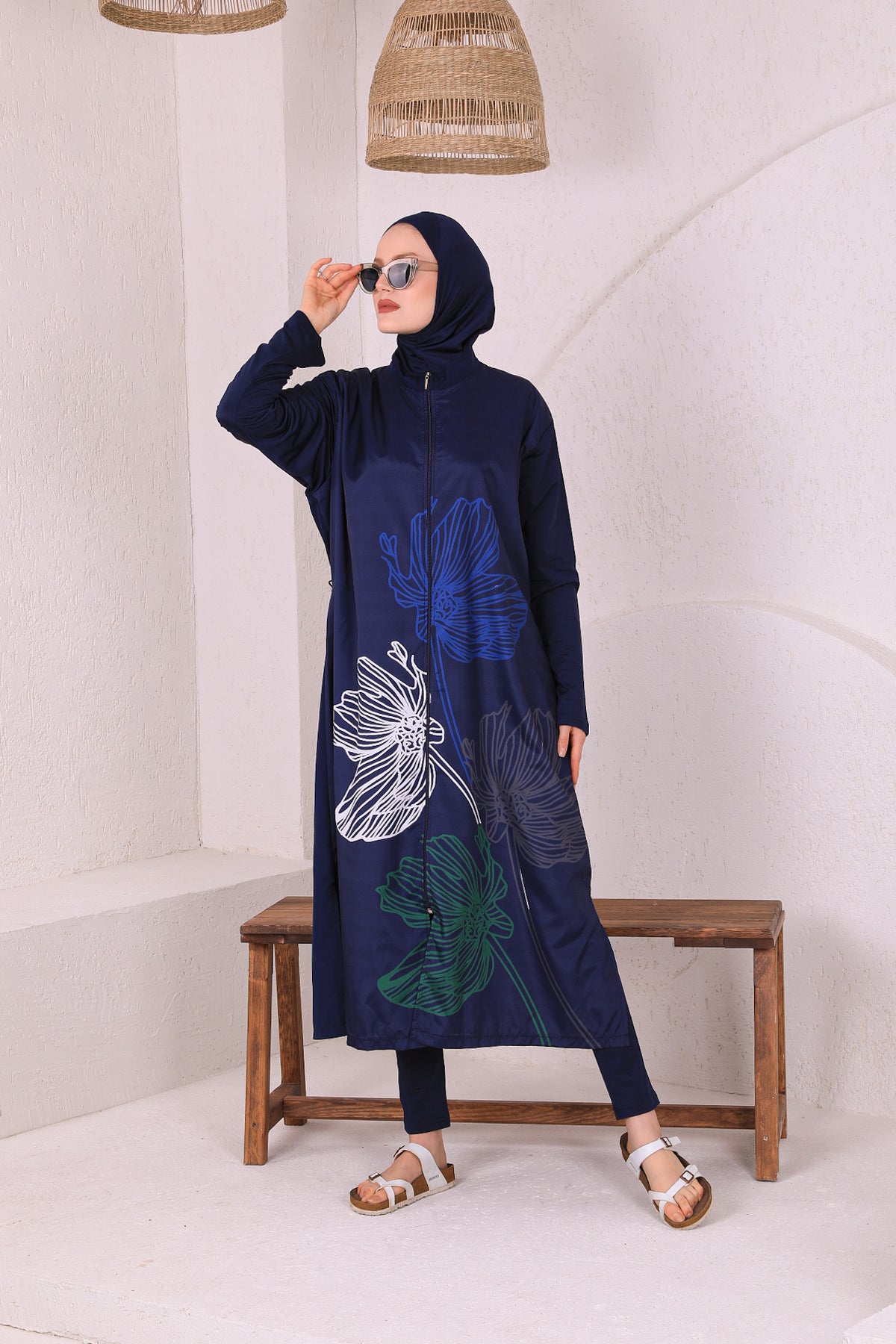 Full Cover Swimsuit Burkini With Zip