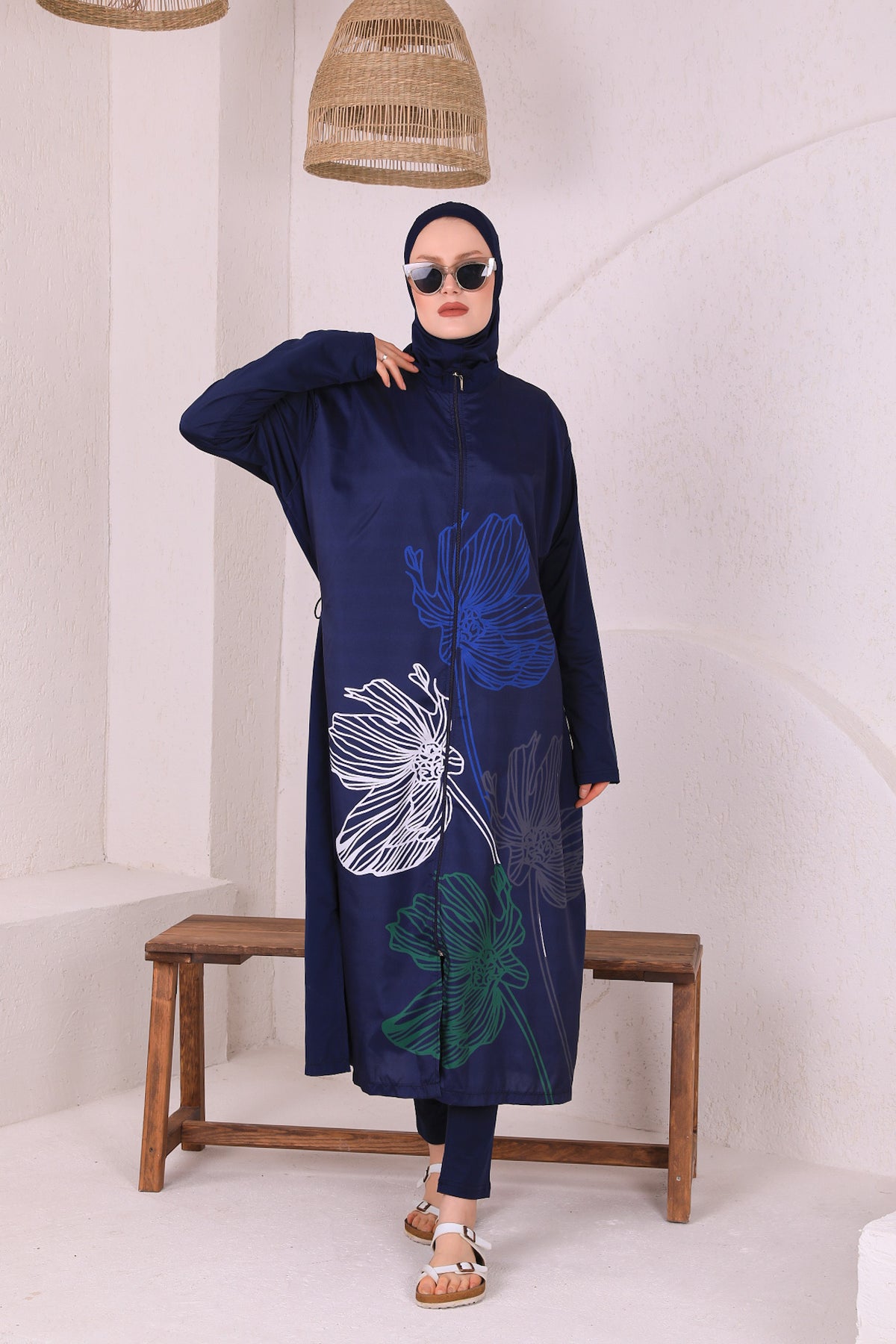 Full Cover Swimsuit Burkini With Zip