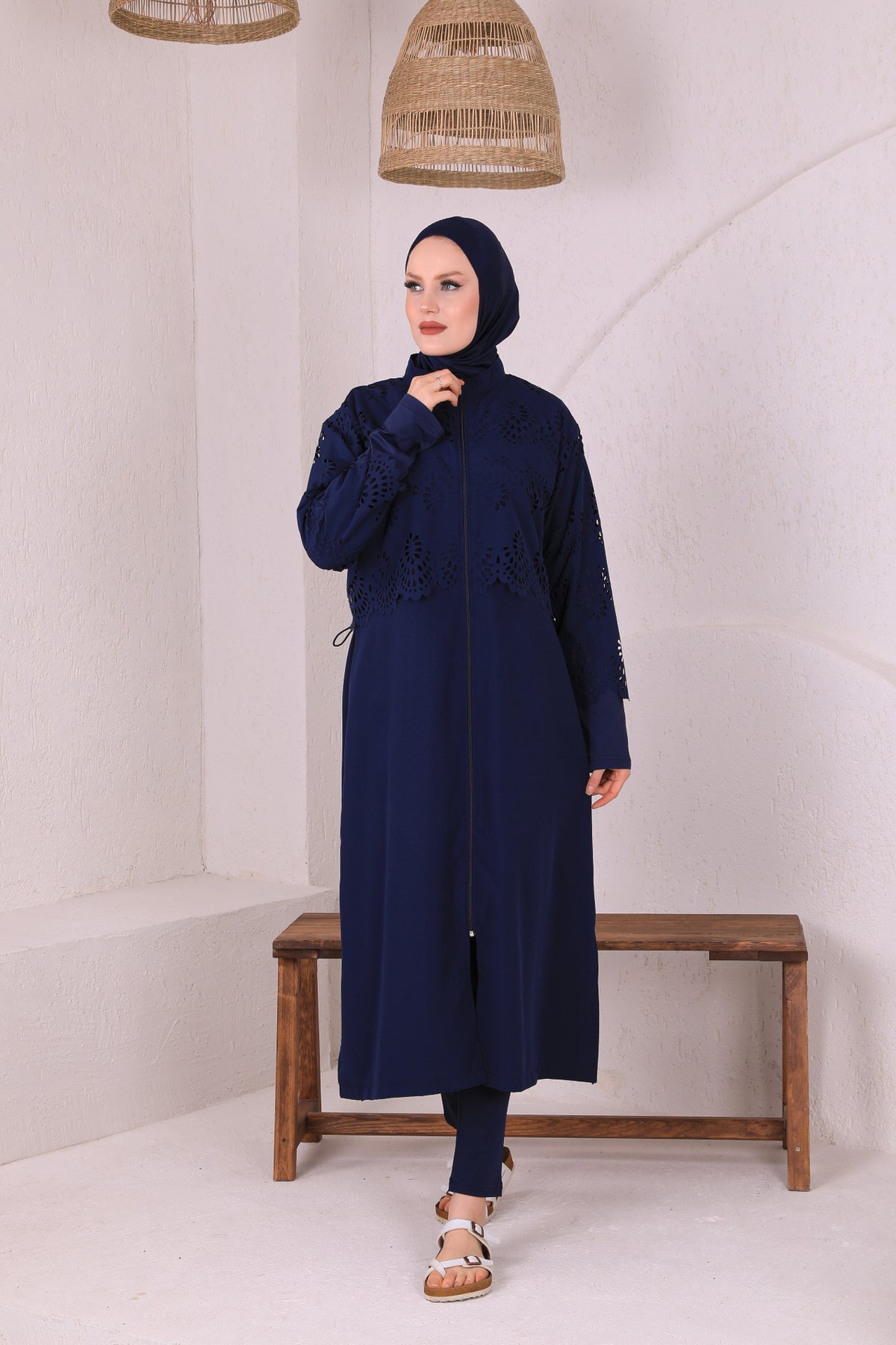 Full Cover Swimsuit Burkini With Zip