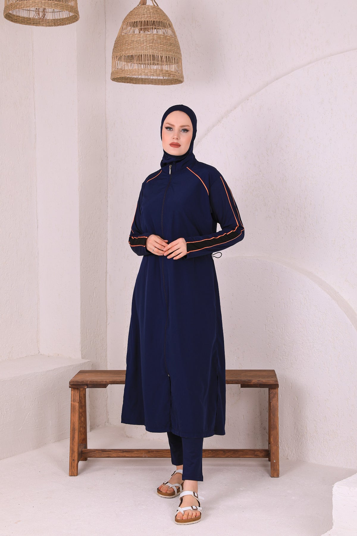 Full Cover Swimsuit Burkini With Zip