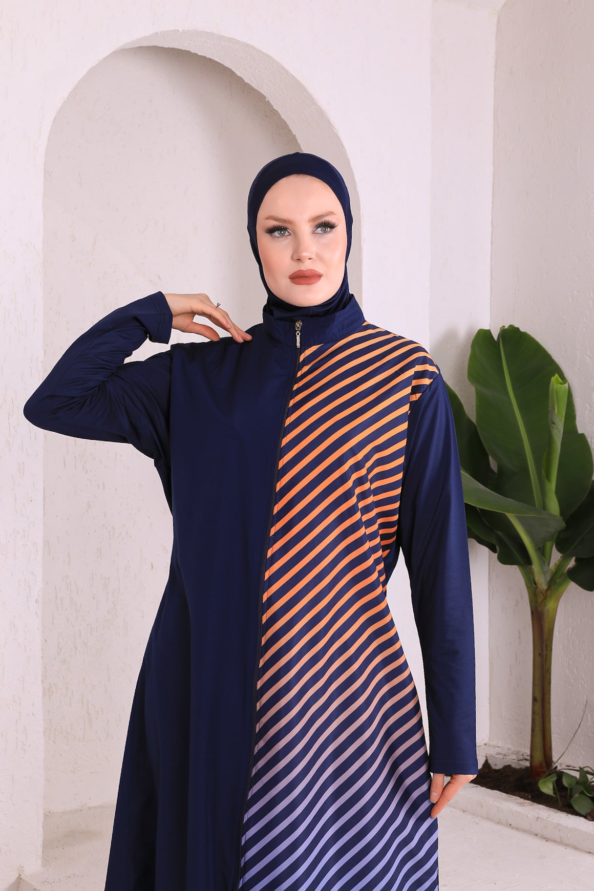 Full Cover Swimsuit Burkini With Zip