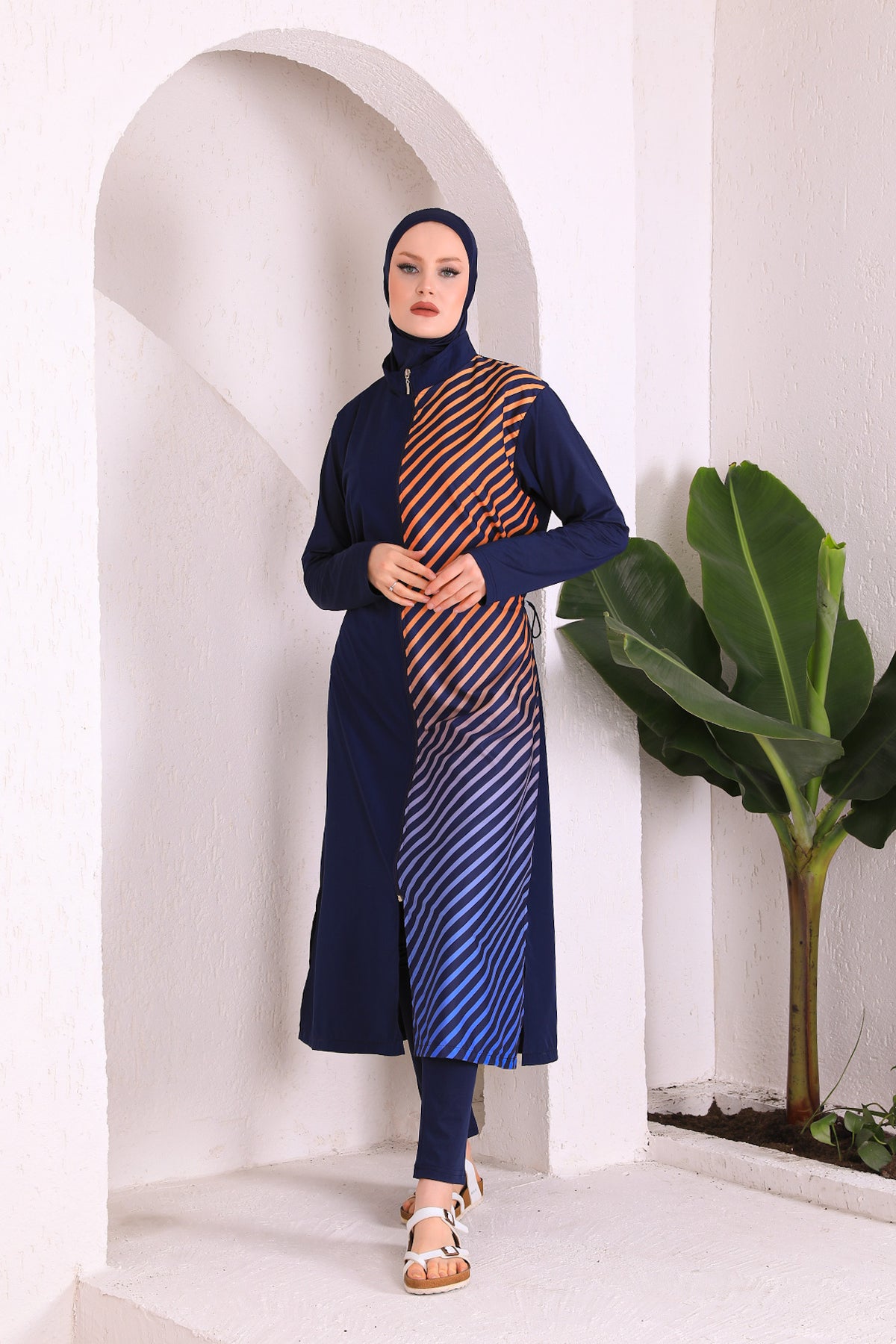 Full Cover Swimsuit Burkini With Zip